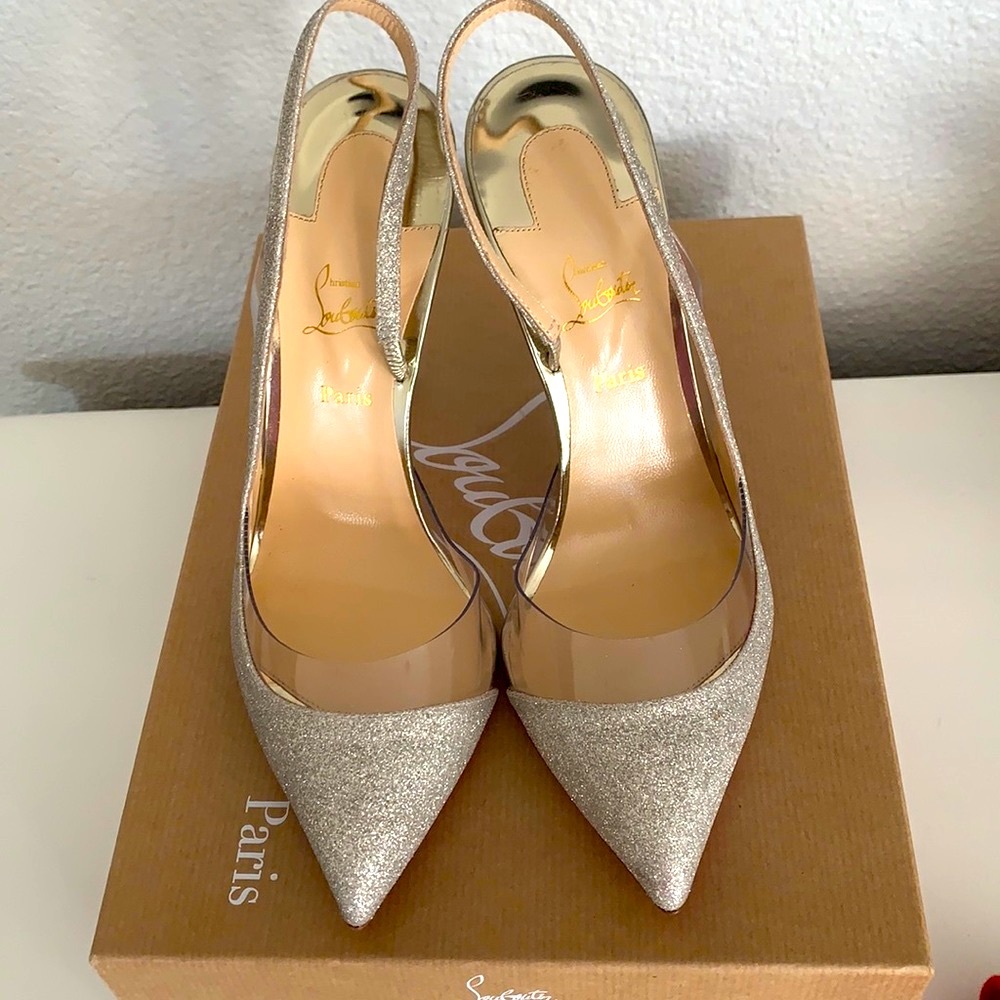 NEW Christian Louboutin white gold- size 38
